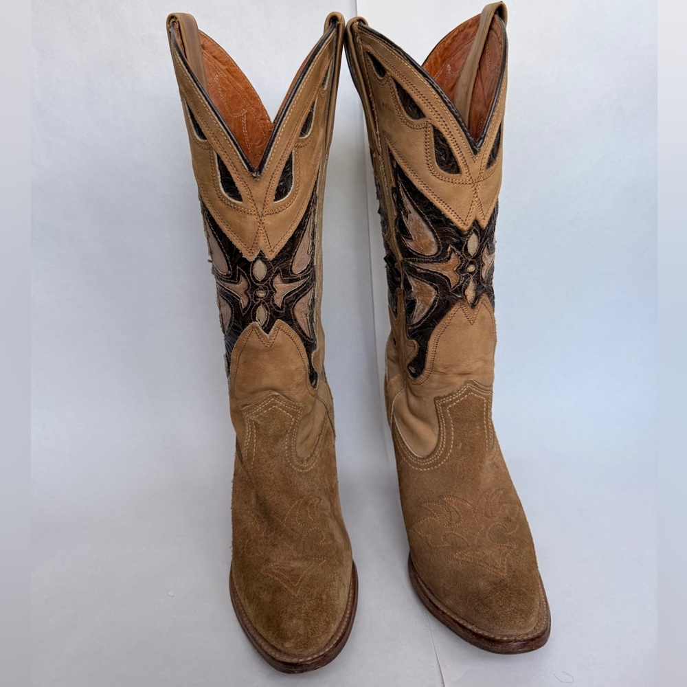 Miss Capezio Brown Suede Butterfly Western Cowgirl Boots in size 7.5 - Picture 5 of 7